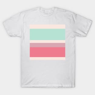 A beautiful variation of Faded Pink, Light Blue Grey, Misty Rose and Light Coral stripes. T-Shirt